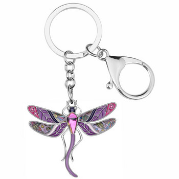 Bonsny κράμα σμάλτου στρας Floral Dragonfly Μπρελόκ Δαχτυλίδι Διακόσμηση τσάντας τσάντας αυτοκινήτου Μπρελόκ για γυναίκες κορίτσι Teen Charm Δώρο