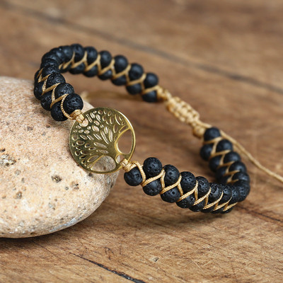 Ručno izrađena narukvica od perli od 4 mm Narukvice s šarmom Drvo života Narukvice s afričkim japserom Pletene narukvice Narukvica za prijateljstvo Yoga