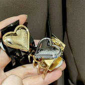 Gheare pentru păr din metal cu inimă de modă coreeană Accesorii pentru păr pentru femei Agrafe de păr înalte din coadă de cal Grab Clip Barette pentru fată