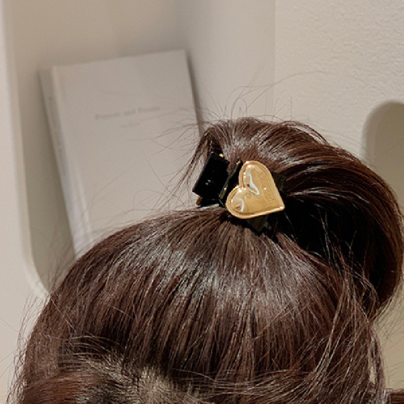 Gheare pentru păr din metal cu inimă de modă coreeană Accesorii pentru păr pentru femei Agrafe de păr înalte din coadă de cal Grab Clip Barette pentru fată