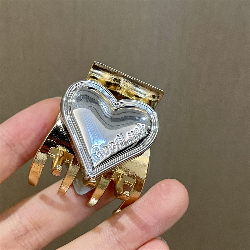 Gheare pentru păr din metal cu inimă de modă coreeană Accesorii pentru păr pentru femei Agrafe de păr înalte din coadă de cal Grab Clip Barette pentru fată