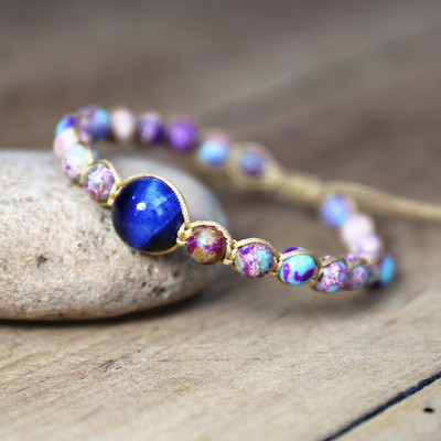 Ръчно изработени бижута Направи си сам Гривни с талисмани от естествен камък Плетени гривни с струни Цветна бохемска гривна за приятелство за жени