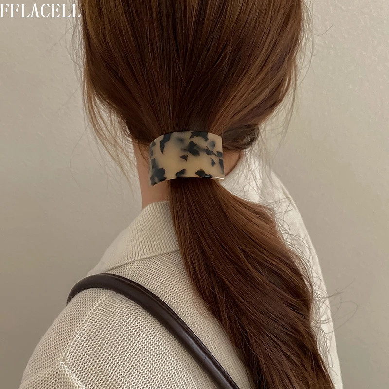 FFLACELL, la modă, retro, acetat, colorat, geometric, curbat, imprimeu leopard, cap elastic, frânghie, accesorii de păr pentru femei, fete