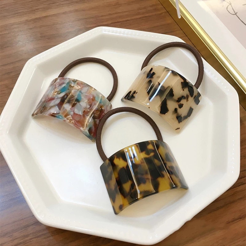 FFLACELL, la modă, retro, acetat, colorat, geometric, curbat, imprimeu leopard, cap elastic, frânghie, accesorii de păr pentru femei, fete