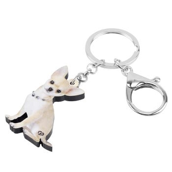 Bonsny Acrylic Cute Chihuahua Μπρελόκ για σκύλους Μπρελόκ Γνήσια κοσμήματα κατοικίδιων ζώων με μπρελόκ για γυναίκες Παιδική τσάντα δώρου Γούρια