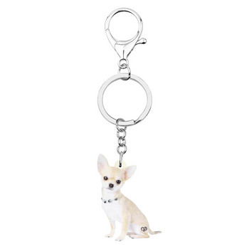 Bonsny Acrylic Cute Chihuahua Μπρελόκ για σκύλους Μπρελόκ Γνήσια κοσμήματα κατοικίδιων ζώων με μπρελόκ για γυναίκες Παιδική τσάντα δώρου Γούρια