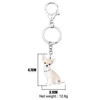 Bonsny Acrylic Cute Chihuahua Μπρελόκ για σκύλους Μπρελόκ Γνήσια κοσμήματα κατοικίδιων ζώων με μπρελόκ για γυναίκες Παιδική τσάντα δώρου Γούρια