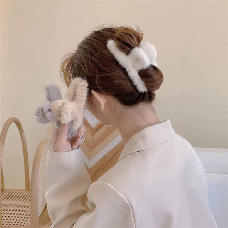 Iarna 2022 Gheară de păr elegantă de pluș, acrilic elegant, agrafă de blană artificială, agrafă, accesorii de păr pentru femei, fete