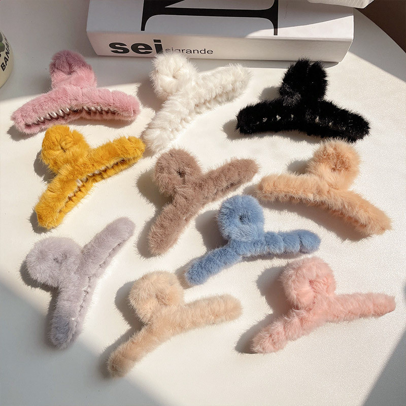 Iarna 2022 Gheară de păr elegantă de pluș, acrilic elegant, agrafă de blană artificială, agrafă, accesorii de păr pentru femei, fete