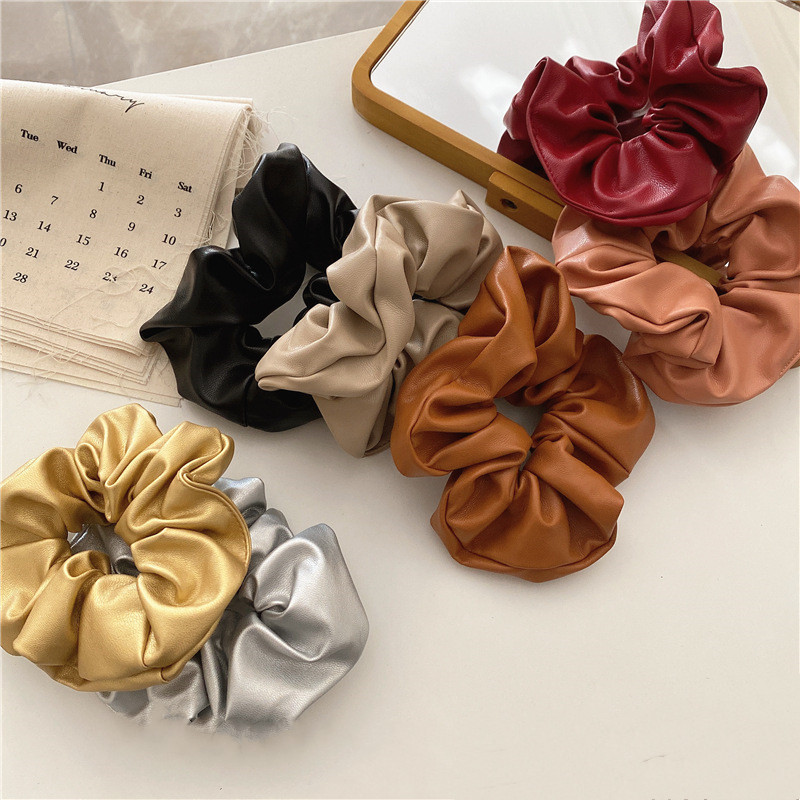 FFLACEL őszi téli bőr nagy elasztikus hajpántok Scrunchies vintage egyszínű fejpántok hajkiegészítők