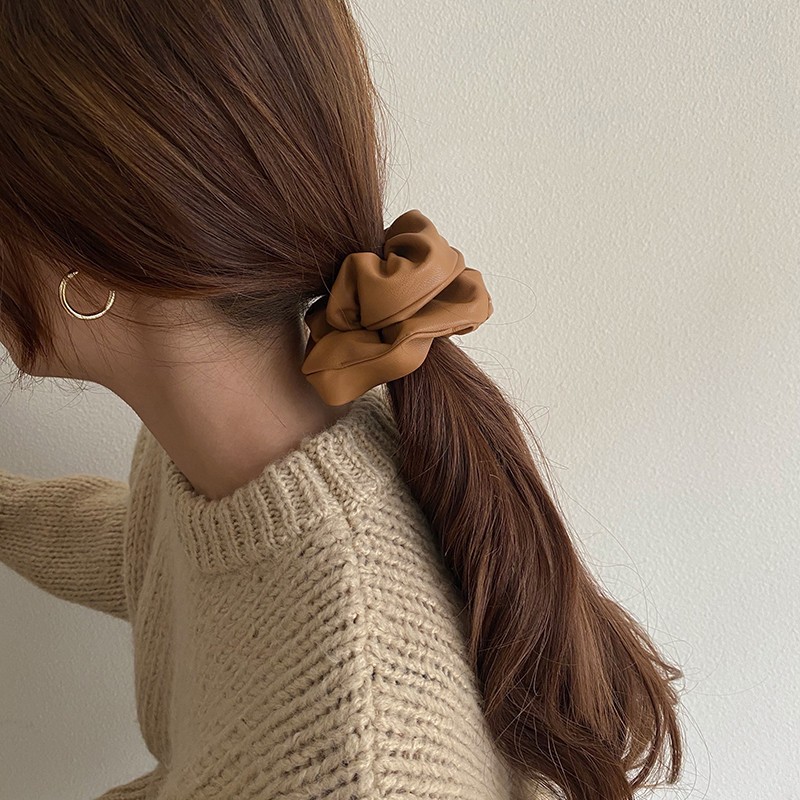 FFLACEL őszi téli bőr nagy elasztikus hajpántok Scrunchies vintage egyszínű fejpántok hajkiegészítők