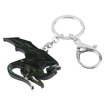 Μπρελόκ Bonsny Acrylic Black Dinosaur Dragon Δαχτυλίδι μπρελόκ Κοσμήματα ζώων Μοντέρνο δώρο για γυναικεία τσάντα αξεσουάρ τσάντα