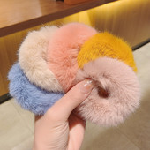 2 buc/lot Fată Bomboane Imitație Păr de iepure Scrunchies Scrunchie Păr Scrunchie Faux Blan Inel Păr Accesorii de păr de pluș pentru femei