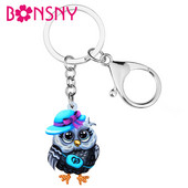 BONSNY Acrilic Drăguț Albastru Ochi Mari Bufniță Păsări Breloc Trendy Poșeta Auto Breloc Inel Bijuterii Pentru Femei Adolescente Fete Charms Cadouri