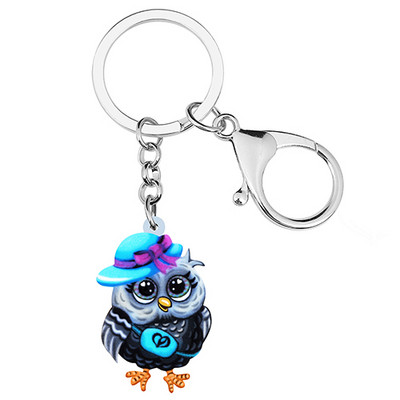 BONSNY Acrilic Drăguț Albastru Ochi Mari Bufniță Păsări Breloc Trendy Poșeta Auto Breloc Inel Bijuterii Pentru Femei Adolescente Fete Charms Cadouri