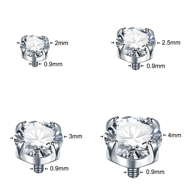 1PC Titan Gheare CZ Dermal Top Capetele Filetate Interna Piercing Nas Buze Cartilaj Helix Industrial Piercing Nariz Bijuterii