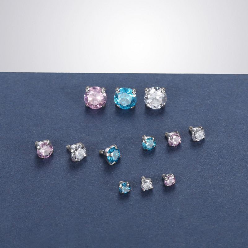 1PC Titan Gheare CZ Dermal Top Capetele Filetate Interna Piercing Nas Buze Cartilaj Helix Industrial Piercing Nariz Bijuterii