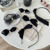 Fflacell, elegant, retro, catifea neagră, agrafă cu fundă, coreeană, cu fundă neagră, bentite pentru cap pentru femei, cadouri de petrecere pentru fete