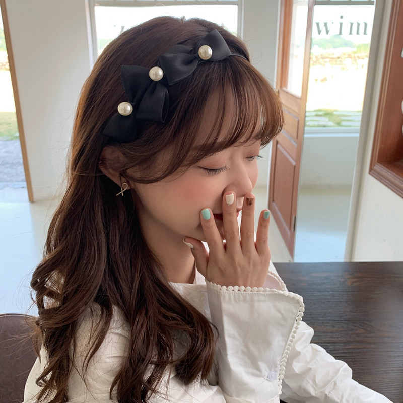 Fflacell, elegant, retro, catifea neagră, agrafă cu fundă, coreeană, cu fundă neagră, bentite pentru cap pentru femei, cadouri de petrecere pentru fete