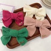 Fată dulce tricotată din lână ac de păr femei fundă panglică primăvară clemă tochiură 2022 iarnă nouă modă accesorii de păr cu fundă drăguță