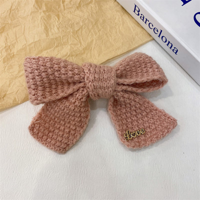 Fată dulce tricotată din lână ac de păr femei fundă panglică primăvară clemă tochiură 2022 iarnă nouă modă accesorii de păr cu fundă drăguță