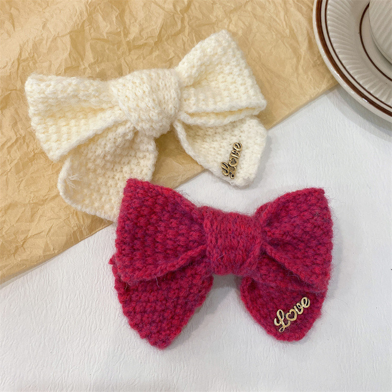 Fată dulce tricotată din lână ac de păr femei fundă panglică primăvară clemă tochiură 2022 iarnă nouă modă accesorii de păr cu fundă drăguță