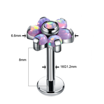 1 db titán opál38 CBR fül Tragus Helix porc piercingek opál orr csavaros gyűrűk Septum Clicker Daith fülbevaló Labret ékszer