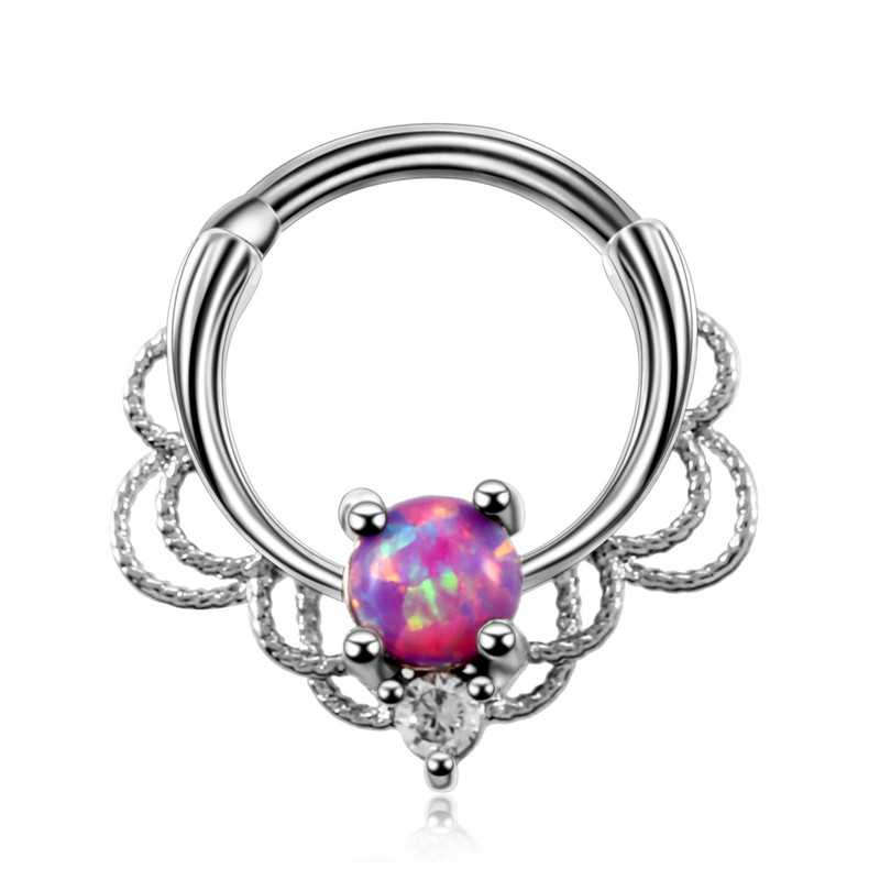 1 db titán opál38 CBR fül Tragus Helix porc piercingek opál orr csavaros gyűrűk Septum Clicker Daith fülbevaló Labret ékszer