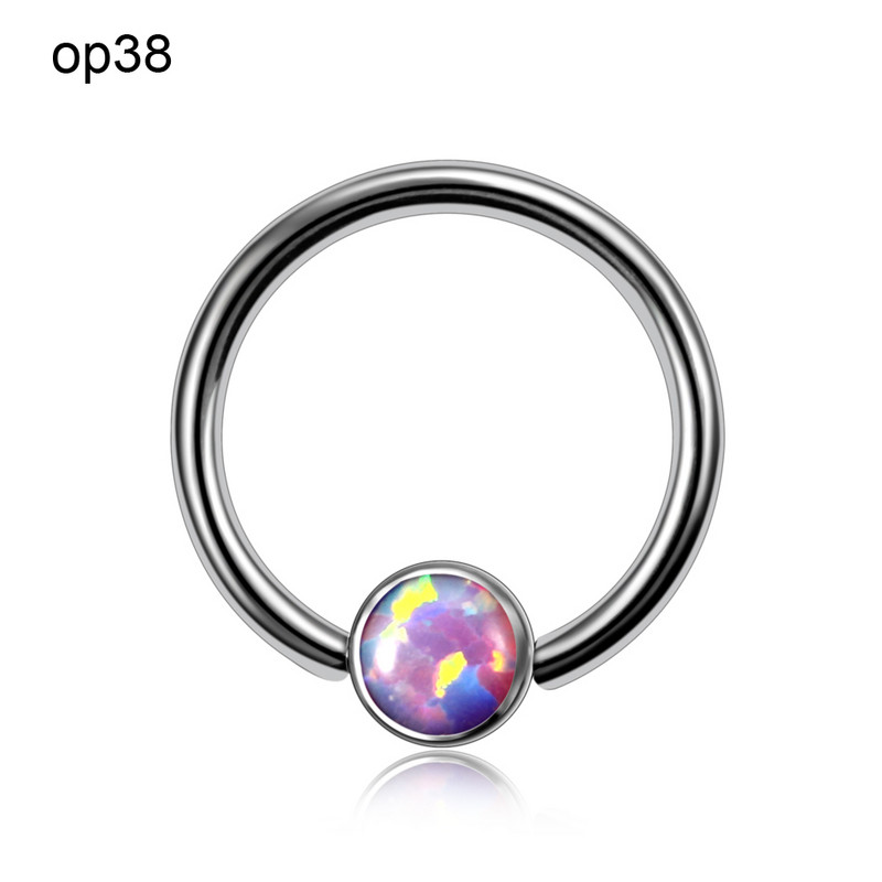 1 db titán opál38 CBR fül Tragus Helix porc piercingek opál orr csavaros gyűrűk Septum Clicker Daith fülbevaló Labret ékszer