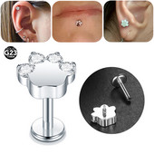 1PC Titan 16G Blaze Paw Forma Labret Lip Stud Piercings Zircon File Intern Cartilaj Ureche Tragus Helix Piercing Bijuterii