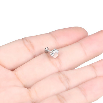 1PC Титан 16G Blaze Paw Shape Labret Lip Stud Piercings Циркон Вътрешна резба Пиърсинг на ушния хрущял Tragus Helix Бижута