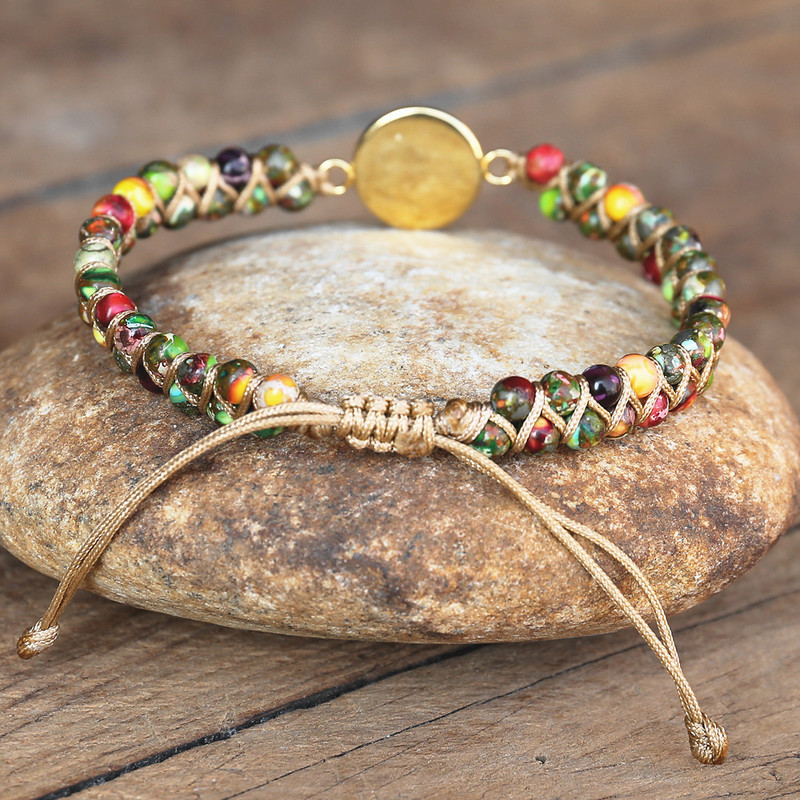 Női Férfi Kézzel Készített Barátság Ékszerek Orgonite fonott karkötő Boho Yoga Gyöngyös Charm Warp Karkötő