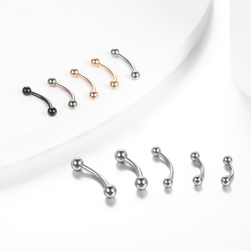 Piercing pentru sprâncene din titan 100% Inele cu banane 1 bucă dublă bilă curbată bară piercing buric inel pentru buric bijuterii pentru corp