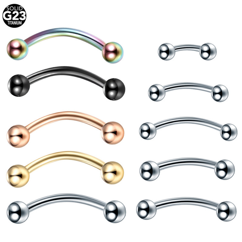 Piercing pentru sprâncene din titan 100% Inele cu banane 1 bucă dublă bilă curbată bară piercing buric inel pentru buric bijuterii pentru corp