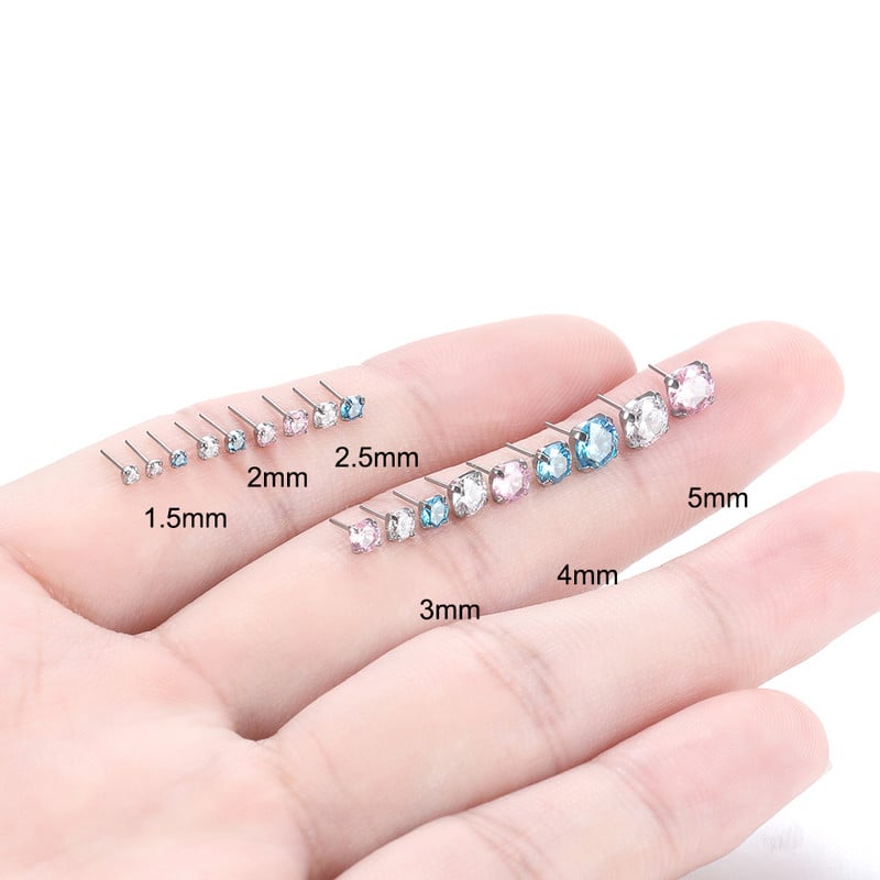 1 db titán körmös cirkon orrlyuk porc Tragus lebeny fülbevaló piercingek fonal nélküli végek benyomható labret ajakgyűrű piercingek