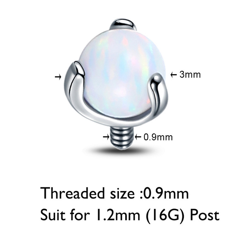 1PC G23 Titan Prong Opal Dermal Anchor Top pentru Labret Stud Cercei Cartilaj Helix Buric Piercing Sprancene Bijuterii Sexy pentru corp