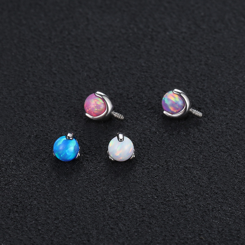 1PC G23 Titan Prong Opal Dermal Anchor Top pentru Labret Stud Cercei Cartilaj Helix Buric Piercing Sprancene Bijuterii Sexy pentru corp