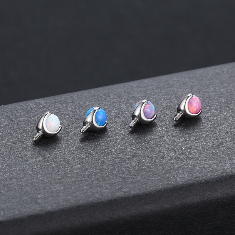 1PC G23 Titan Prong Opal Dermal Anchor Top pentru Labret Stud Cercei Cartilaj Helix Buric Piercing Sprancene Bijuterii Sexy pentru corp