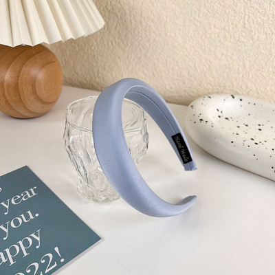 Benzile de păr late de modă pentru femei Tochiu de cap cu lunetă Solid albastru în carouri Bentita de păr pentru fete Banda de păr Cerc Accesorii de păr