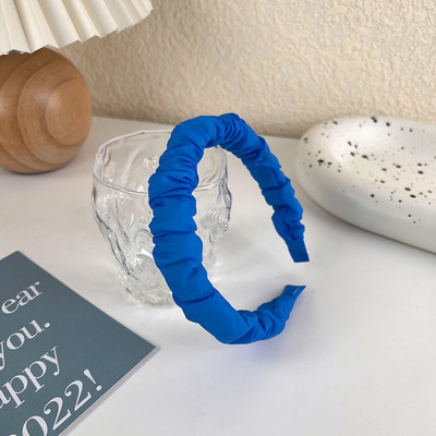 Benzile de păr late de modă pentru femei Tochiu de cap cu lunetă Solid albastru în carouri Bentita de păr pentru fete Banda de păr Cerc Accesorii de păr