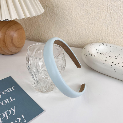 Benzile de păr late de modă pentru femei Tochiu de cap cu lunetă Solid albastru în carouri Bentita de păr pentru fete Banda de păr Cerc Accesorii de păr