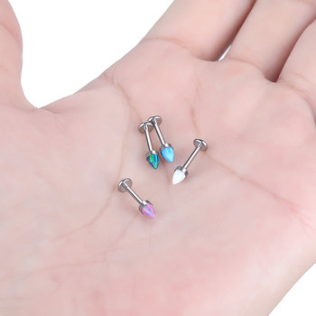 1PC Титаниева вътрешна резба за устни Monore Stud Bullet Opal Cartilage Helix Daith Piercings Conch Rook Earring Stud Piercings 16G