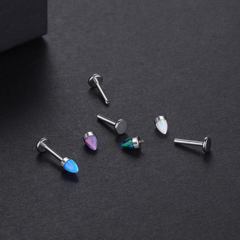 1PC Титаниева вътрешна резба за устни Monore Stud Bullet Opal Cartilage Helix Daith Piercings Conch Rook Earring Stud Piercings 16G