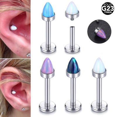 1PC Titanium Filet Intern Buză Monore Stud Bullet Opal Cartilage Helix Daith Piercings Conch Rook Cercei Stud Piercings 16G