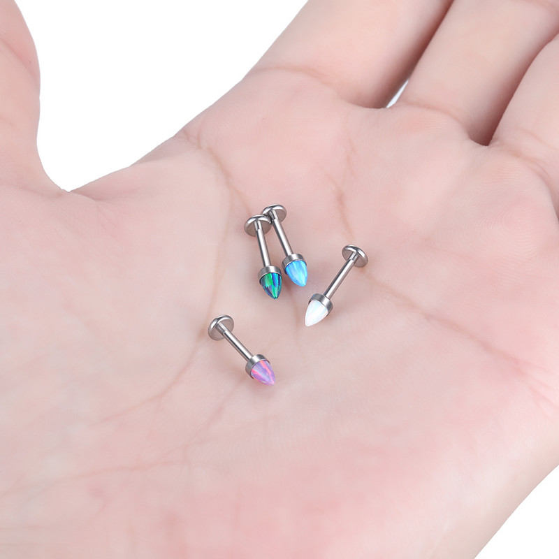 1PC Titanium Filet Intern Buză Monore Stud Bullet Opal Cartilage Helix Daith Piercings Conch Rook Cercei Stud Piercings 16G