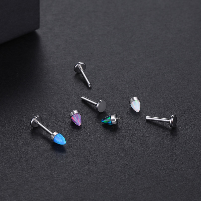 1PC Titanium Filet Intern Buză Monore Stud Bullet Opal Cartilage Helix Daith Piercings Conch Rook Cercei Stud Piercings 16G