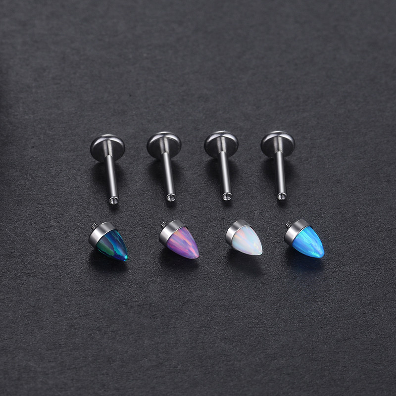 1PC Titanium Filet Intern Buză Monore Stud Bullet Opal Cartilage Helix Daith Piercings Conch Rook Cercei Stud Piercings 16G