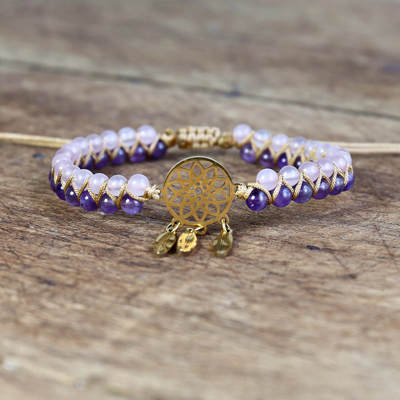 4mm Cristal din oțel inoxidabil Dream Catcher Brățări cu farmec Bijuterii lucrate manual Yoga împletită Brățară Wrap Bărbați Femei Bijuterii Hope