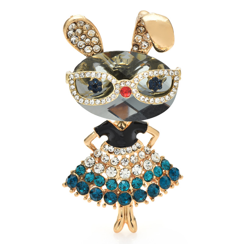 Wuli&baby Wear Rochie Iepure Brose pentru femei 2 culori Sparkling Beauty The Animal Year of Rare Bunny Brosa Ace Cadouri