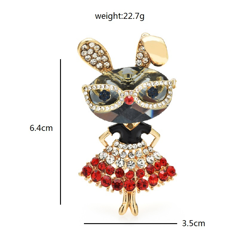 Wuli&baby Wear Rochie Iepure Brose pentru femei 2 culori Sparkling Beauty The Animal Year of Rare Bunny Brosa Ace Cadouri